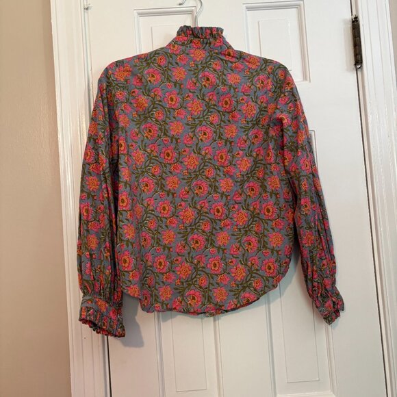 Charina Sarte Botanic Blouse Top Button-Down Ruffle - XS - Picture 4 of 8
